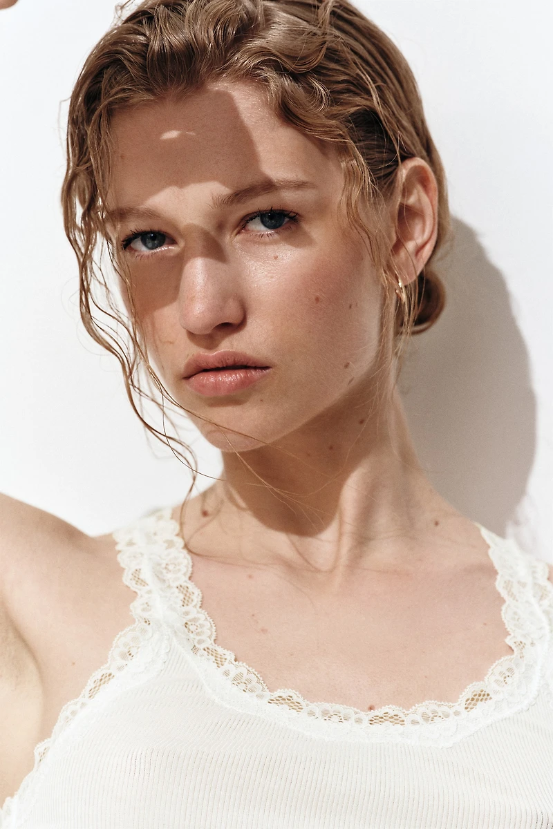 Lace-Trimmed Viscose-Blend Tank Top