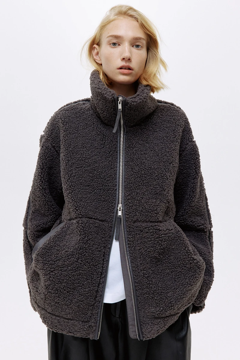 Loose-Fit Teddy Fleece Jacket