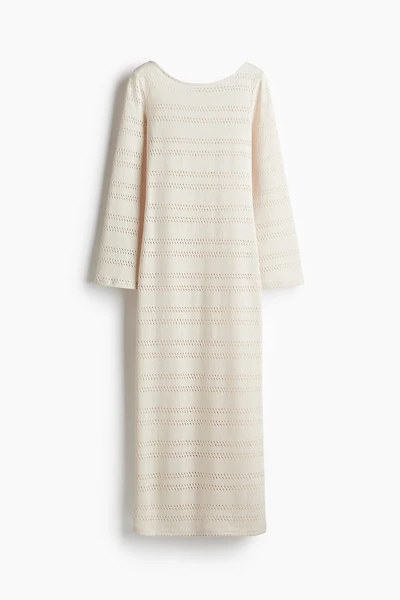Lacing-Detail Hole-Knit Dress