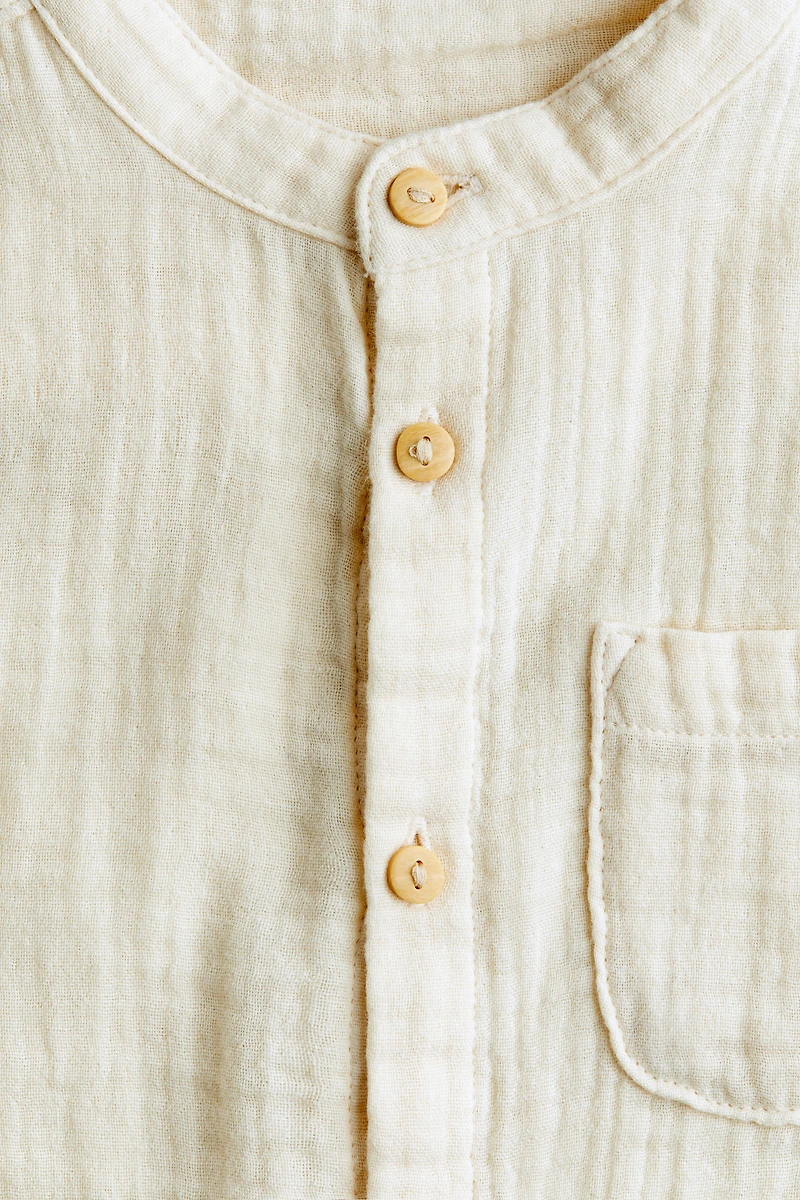 Cotton Muslin Henley Shirt