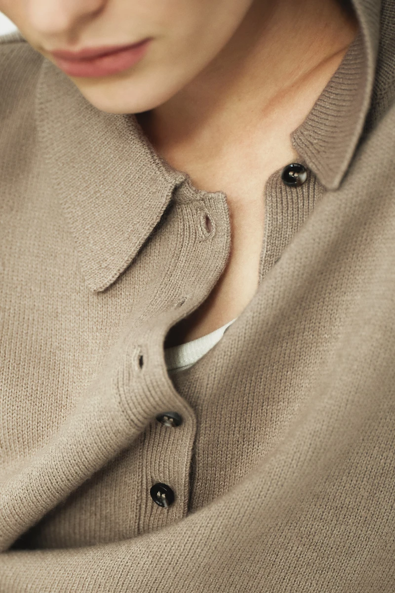 Shoulder-Pad Polo Sweater