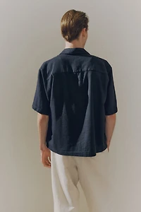 Loose-Fit Short-Sleeved Linen-Blend Shirt