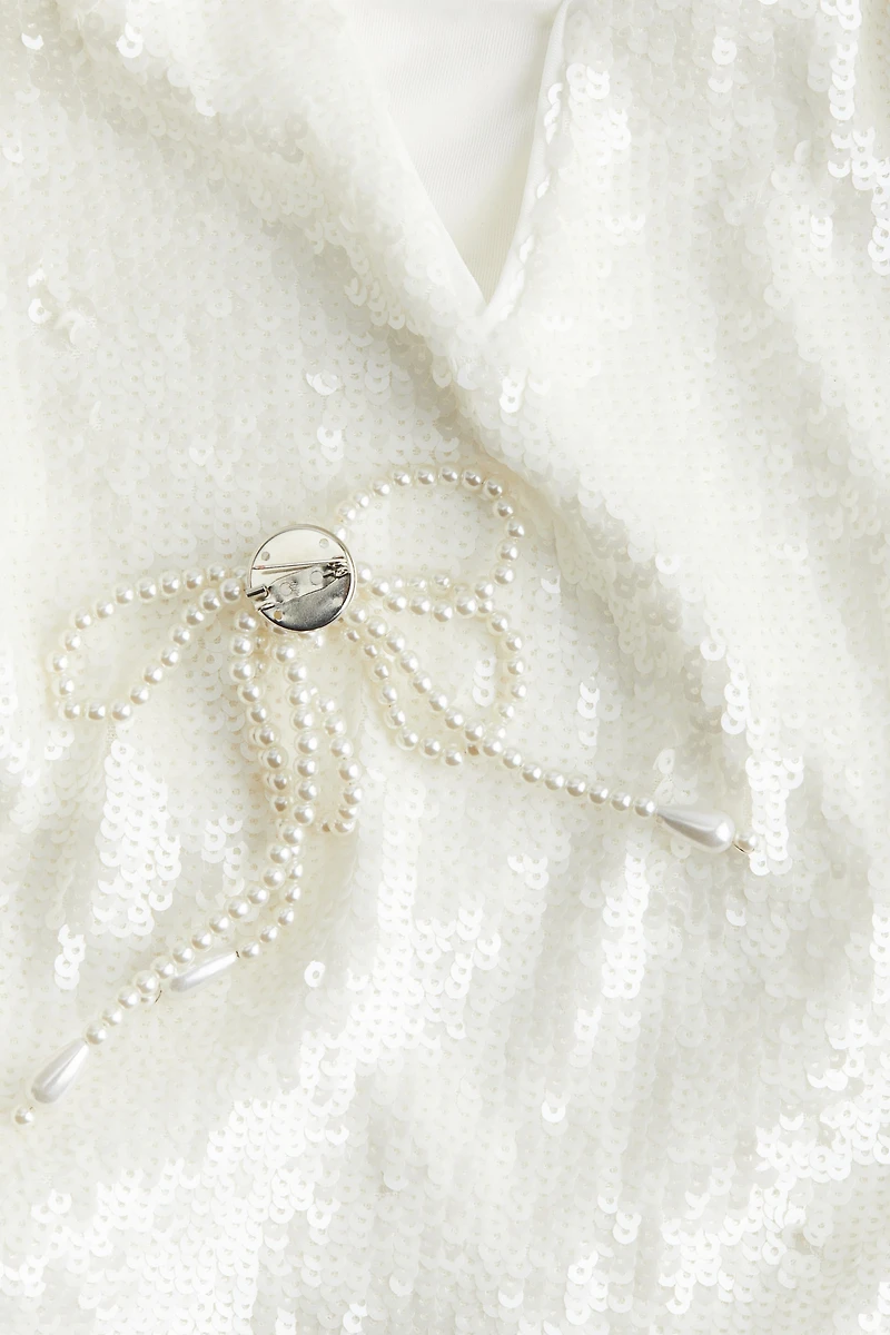 Bow-Detail Sequined Top