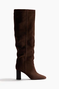 Bottes au genou en daim fendu