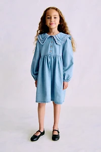 Denim Dress with Sailor Collar