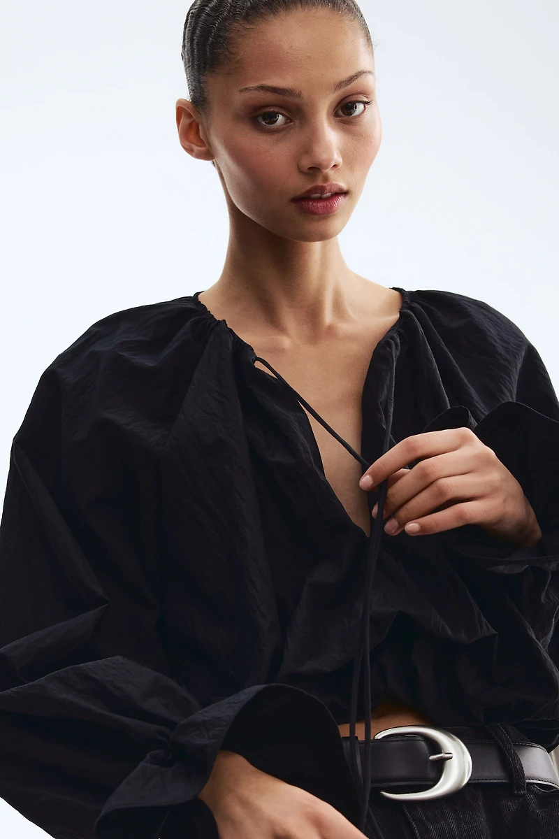 Crinkled Balloon Blouse
