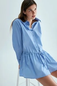 Robe chemise en popeline avec cordon de serrage