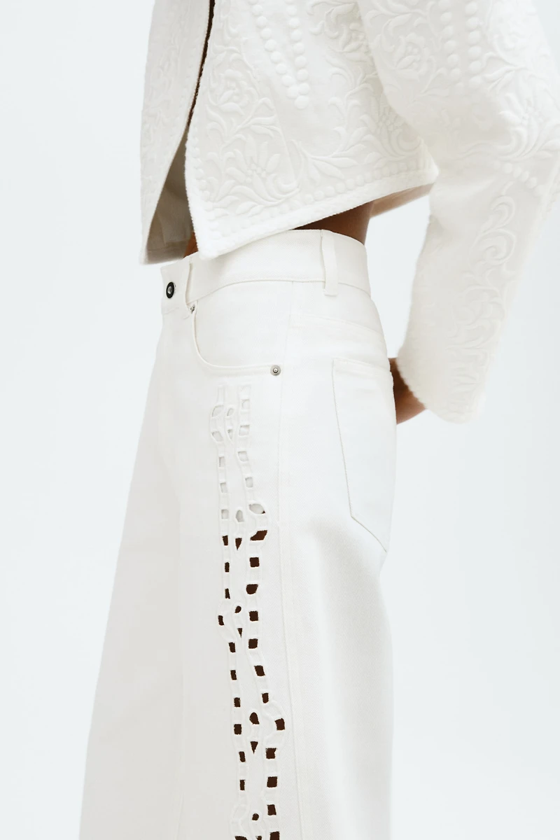 Eyelet-Embroidered Jeans