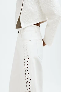 Eyelet-Embroidered Jeans