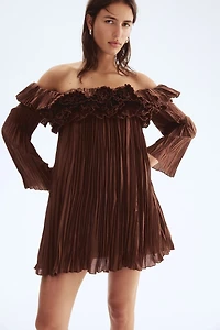 Pleated Off-the-Shoulder Dress
