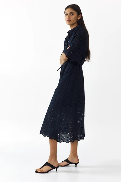 Eyelet-Embroidered Cotton Shirt Dress