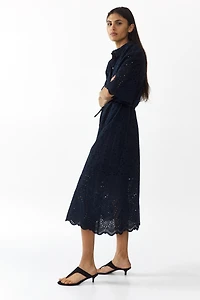 Eyelet-Embroidered Cotton Shirt Dress