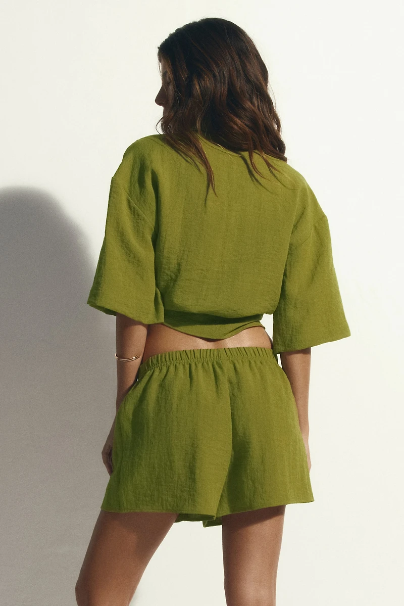 Shorts with Eyelet Embroidery