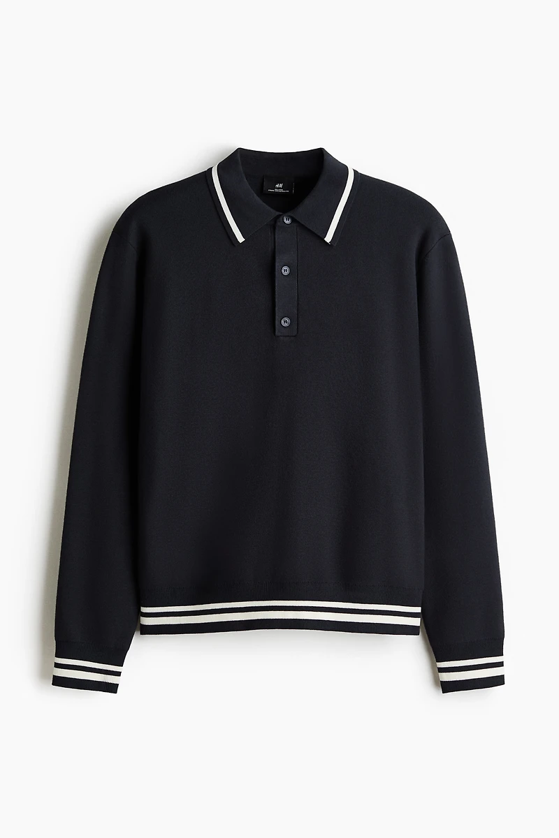 Relaxed-Fit Long-Sleeved Polo Shirt