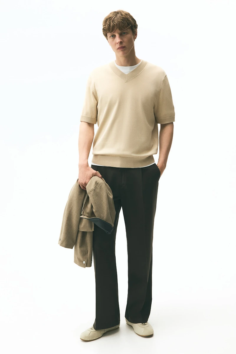 Regular-Fit Fine-Knit V-Neck T-Shirt