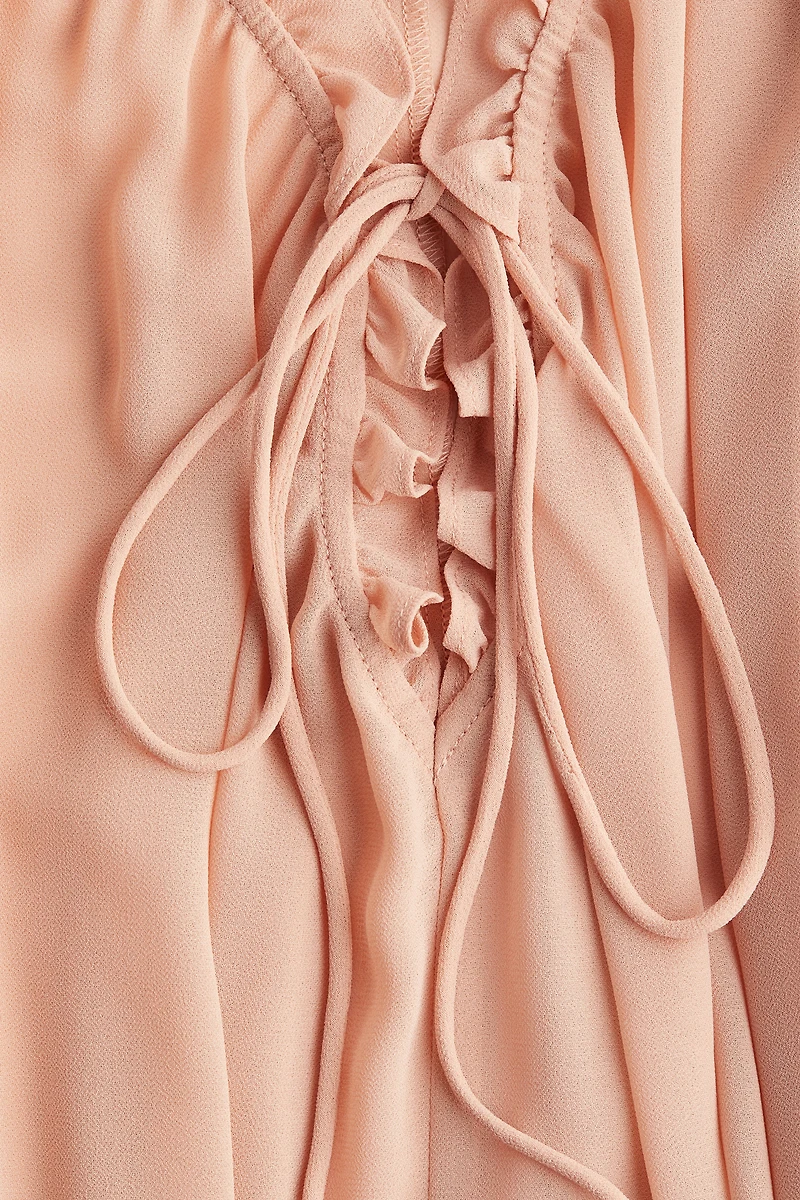 Open-Shoulder Chiffon Blouse