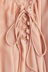 Open-Shoulder Chiffon Blouse