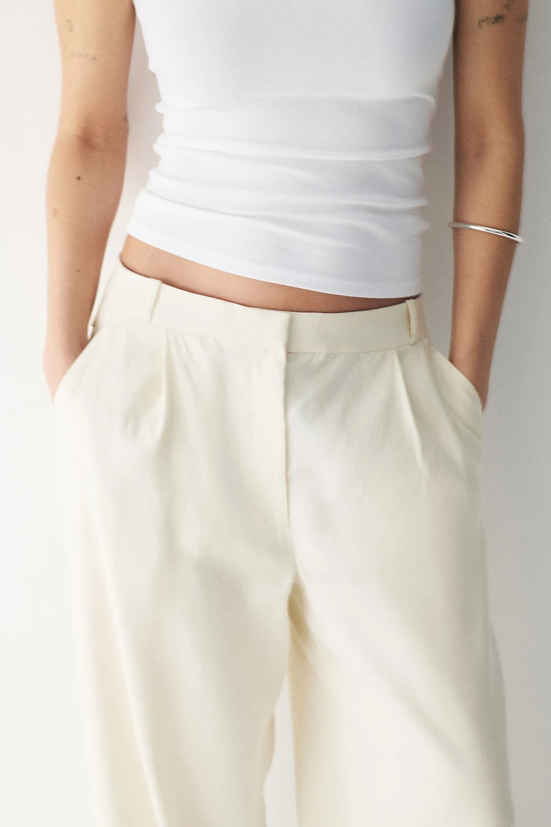 Wide-Leg Linen-Blend Dress Pants