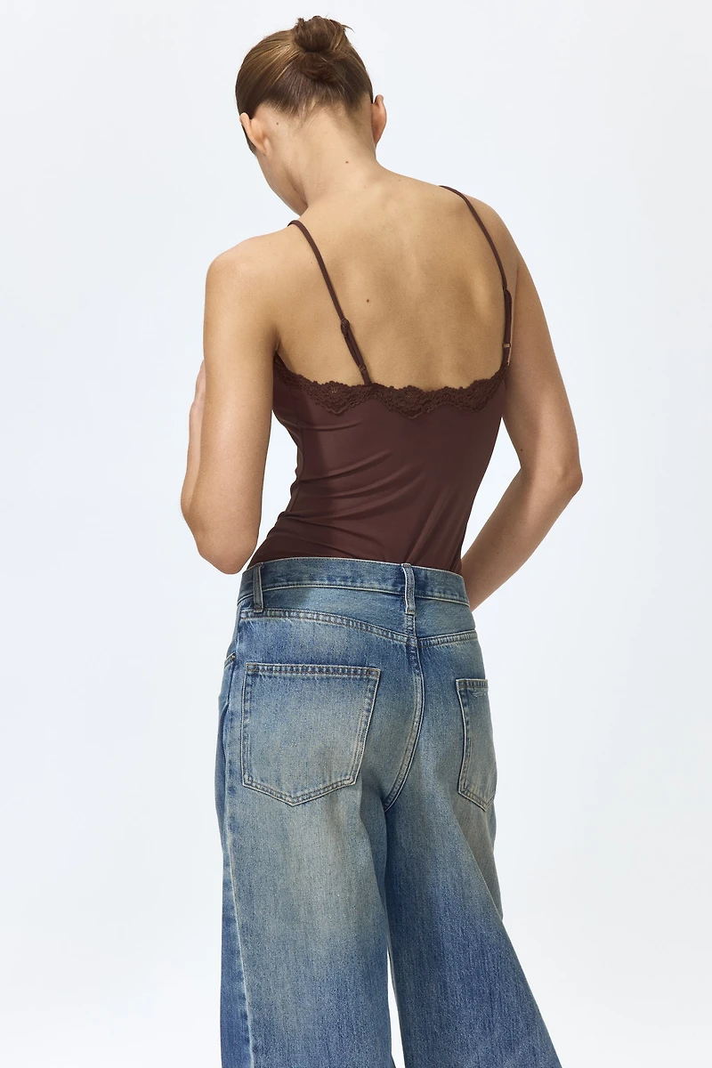 Lace-Trimmed Strappy Bodysuit