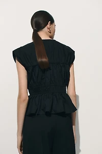 Drawstring Poplin Blouse