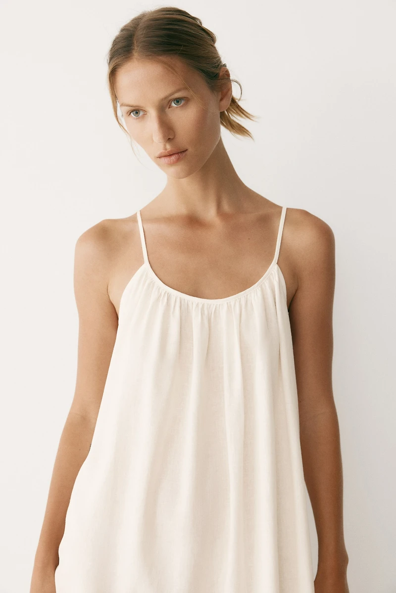 Linen-Blend Casual Dress