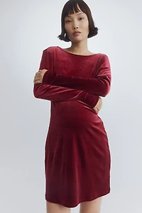 MAMA Velour Dress with Low-Cut Back