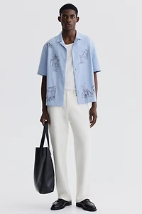 Chemise décontractée en coton, à col cubain