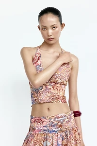 Ruched-Waist Halterneck Top