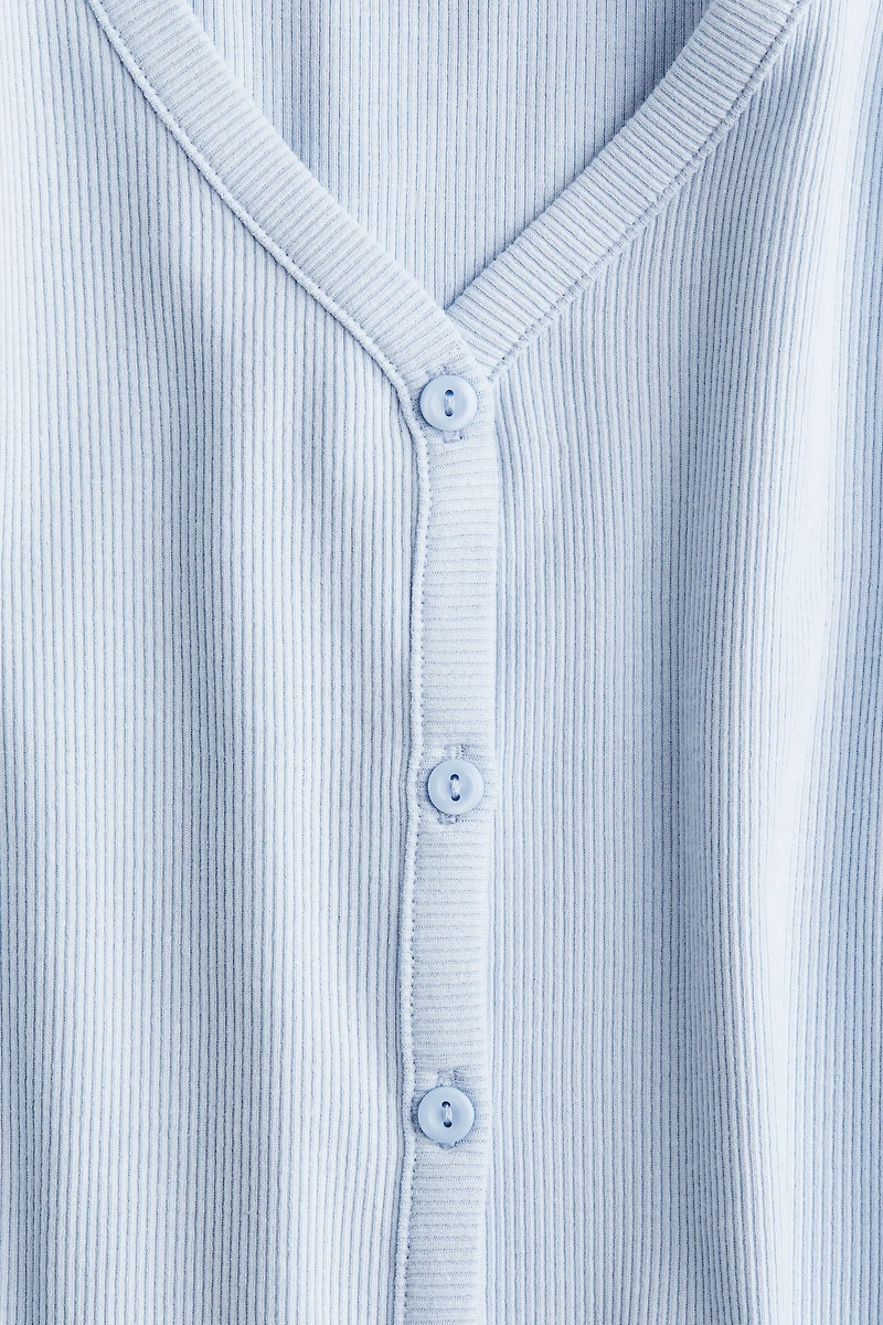 Ribbed Button-Front T-Shirt