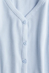 Ribbed Button-Front T-Shirt