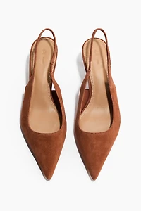 Pointed Suede Slingbacks