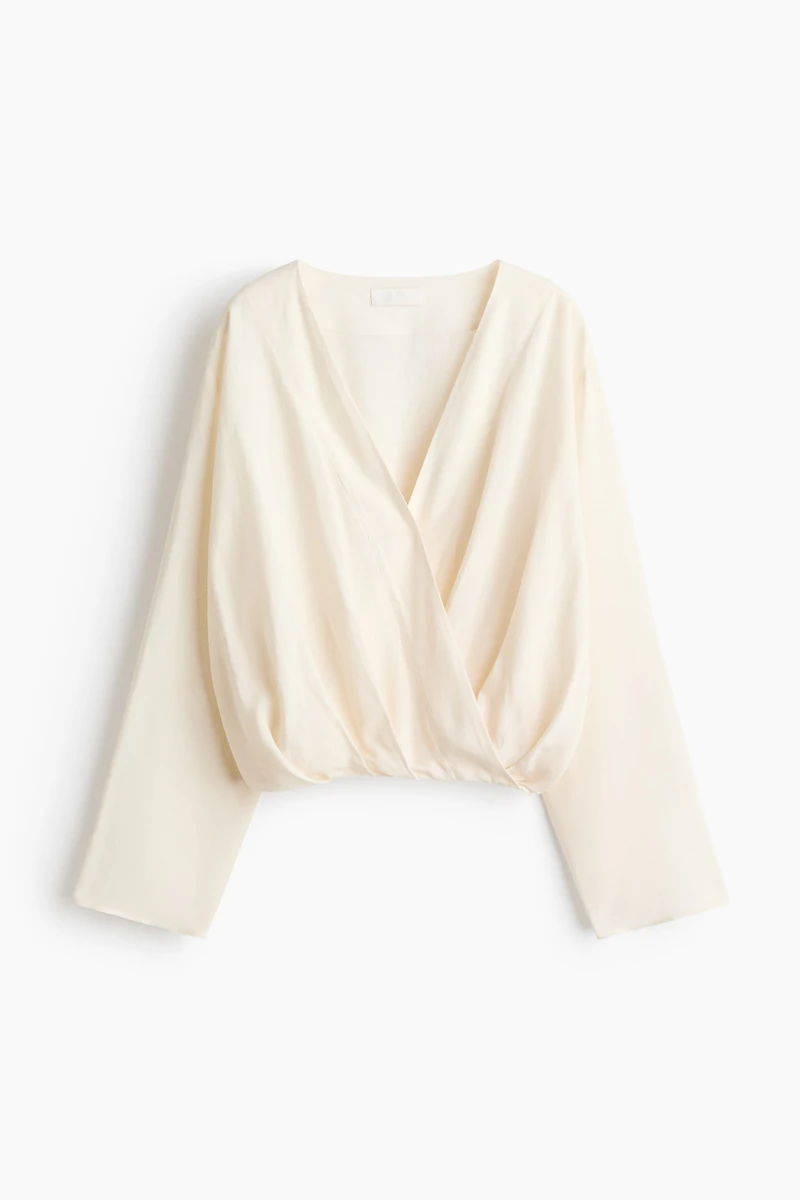 Blouse croisée en lin mélangé