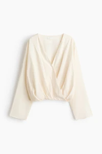 Blouse croisée en lin mélangé