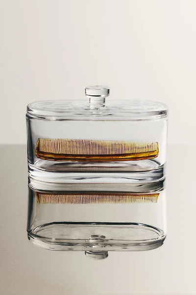 Lidded Oval Glass Jar