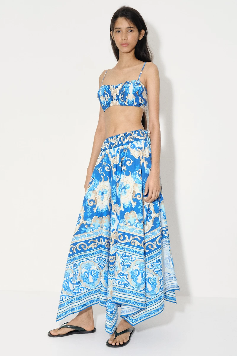 Gathered Poplin Crop Top