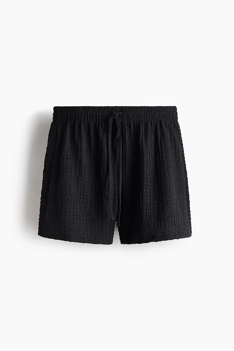Textured Jersey Drawstring Shorts