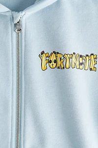 Veste à capuchon fermeture éclair avec motifs