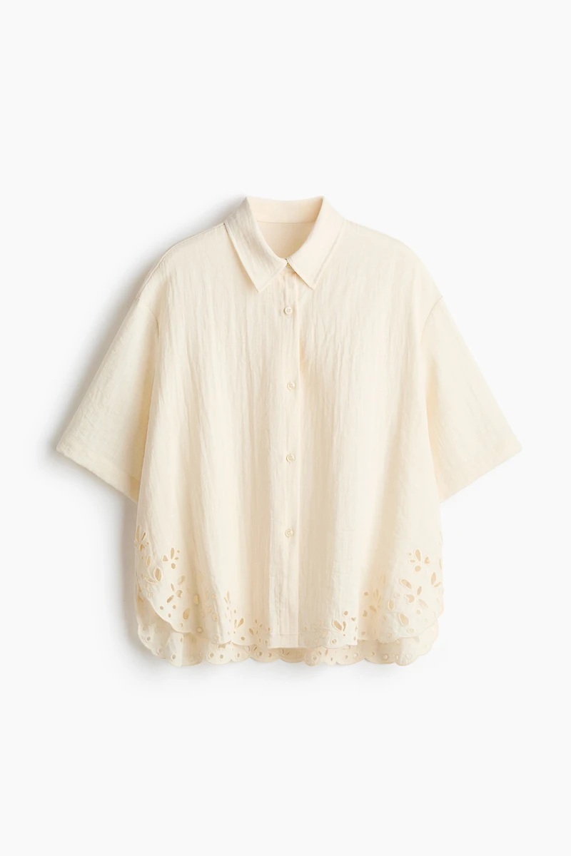 Beach Shirt with Eyelet Embroidery