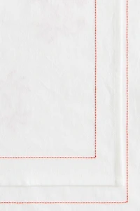 Chemin de table en lin mélangé avec motifs brodés