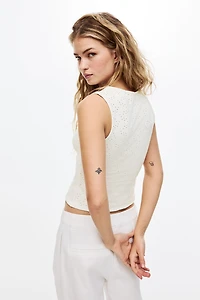 Pointelle-Knit Top