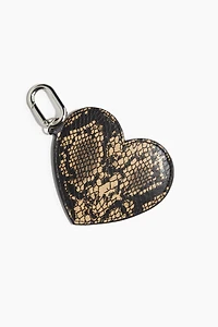 Heart-shaped comb bag charm