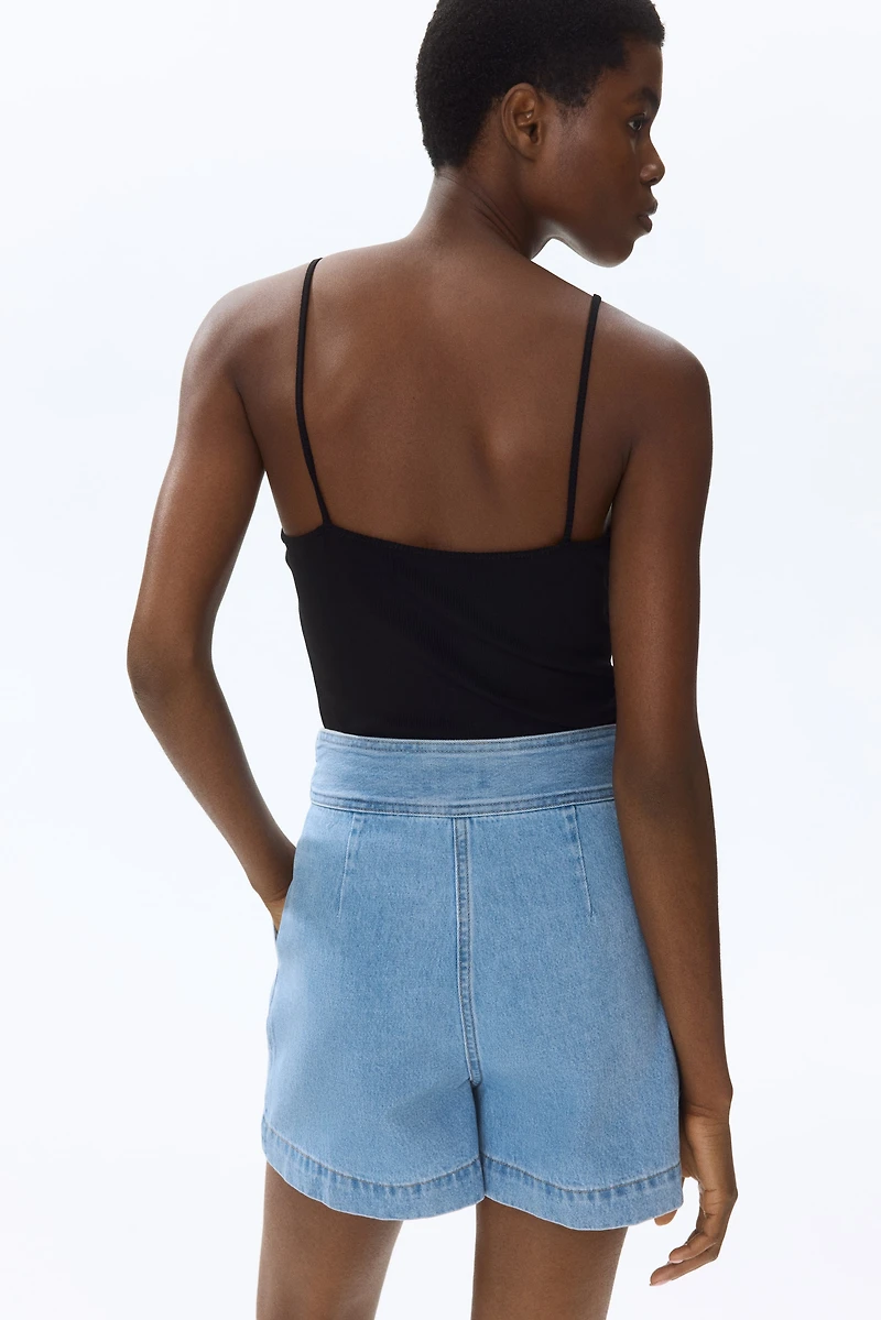 Belted Denim Shorts