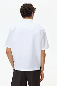 Chemise détendue en lin mélangé à col cubain