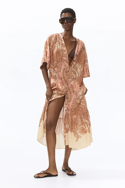 Short-Sleeved Tie-Belt Dress