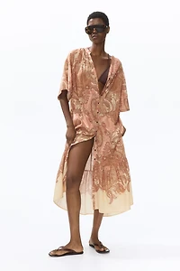 Short-Sleeved Tie-Belt Dress
