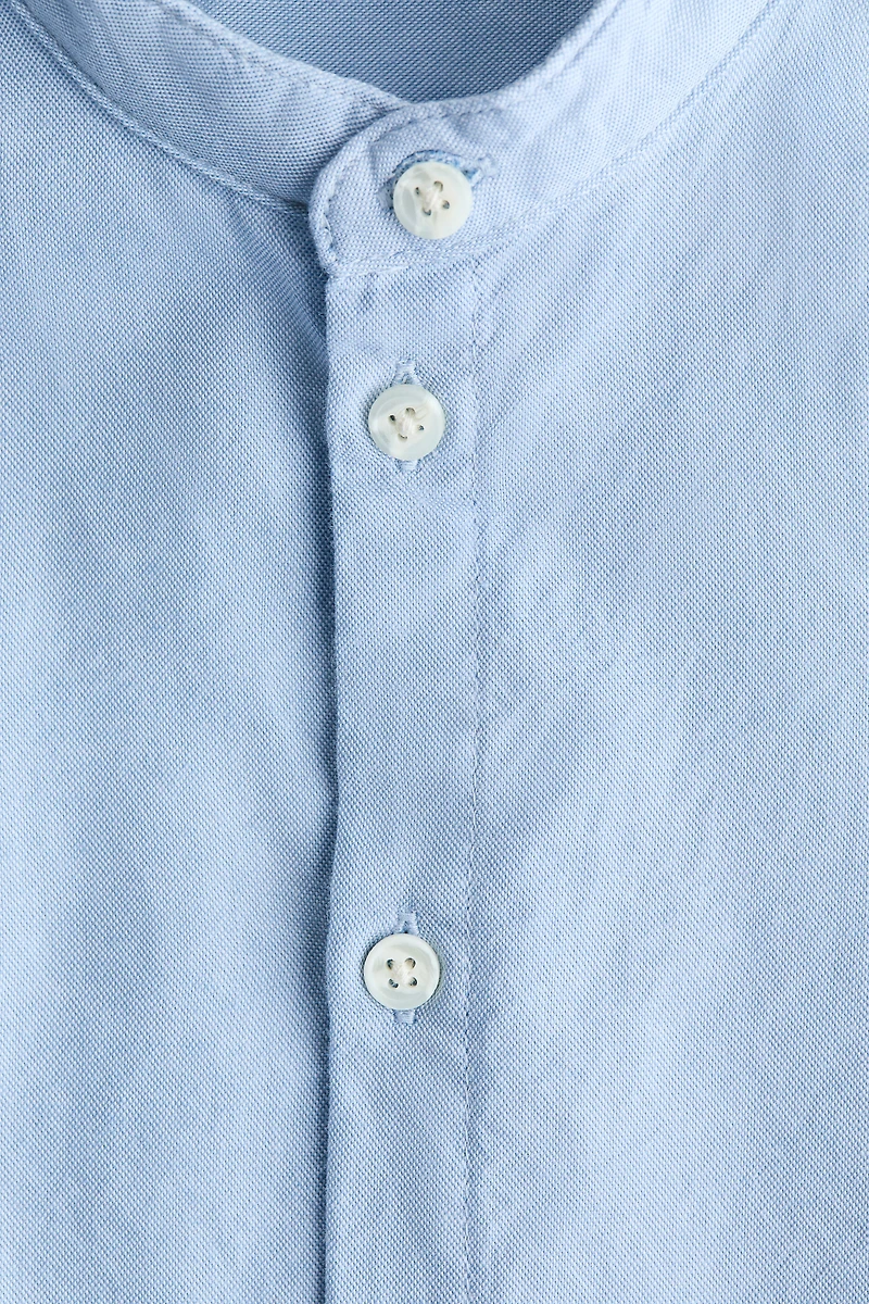 Cotton Band Collar Shirt