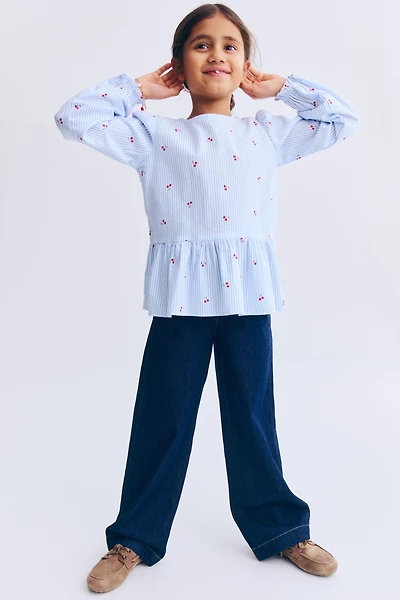 Seersucker Peplum Blouse