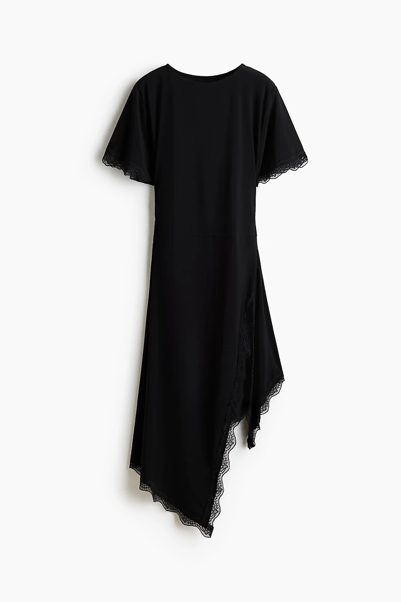 Lace-Trimmed Jersey Dress