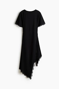 Lace-Trimmed Jersey Dress