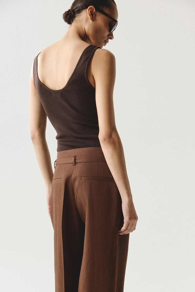 Wide-Leg Pants with Belt